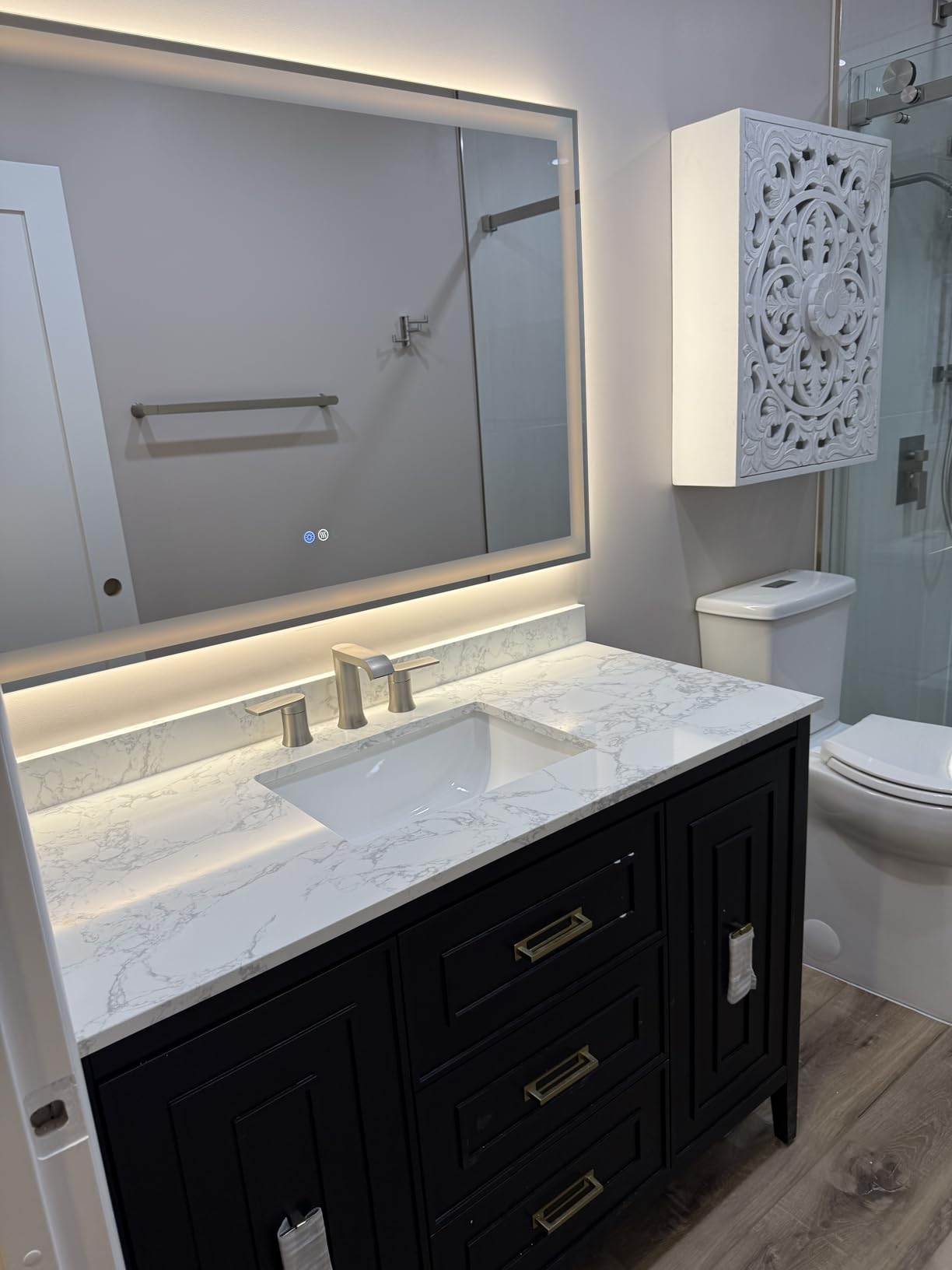 24x32 LED Bathroom Mirror with Lights, Super Bright Front & Backlit Vanity Mirror for Wall, Anti-Fog & Memory Smart Mirror, 5mm Shatter-Proof Tempered Glass, ETL Listed, Vertical/Horizontal customer photo 2