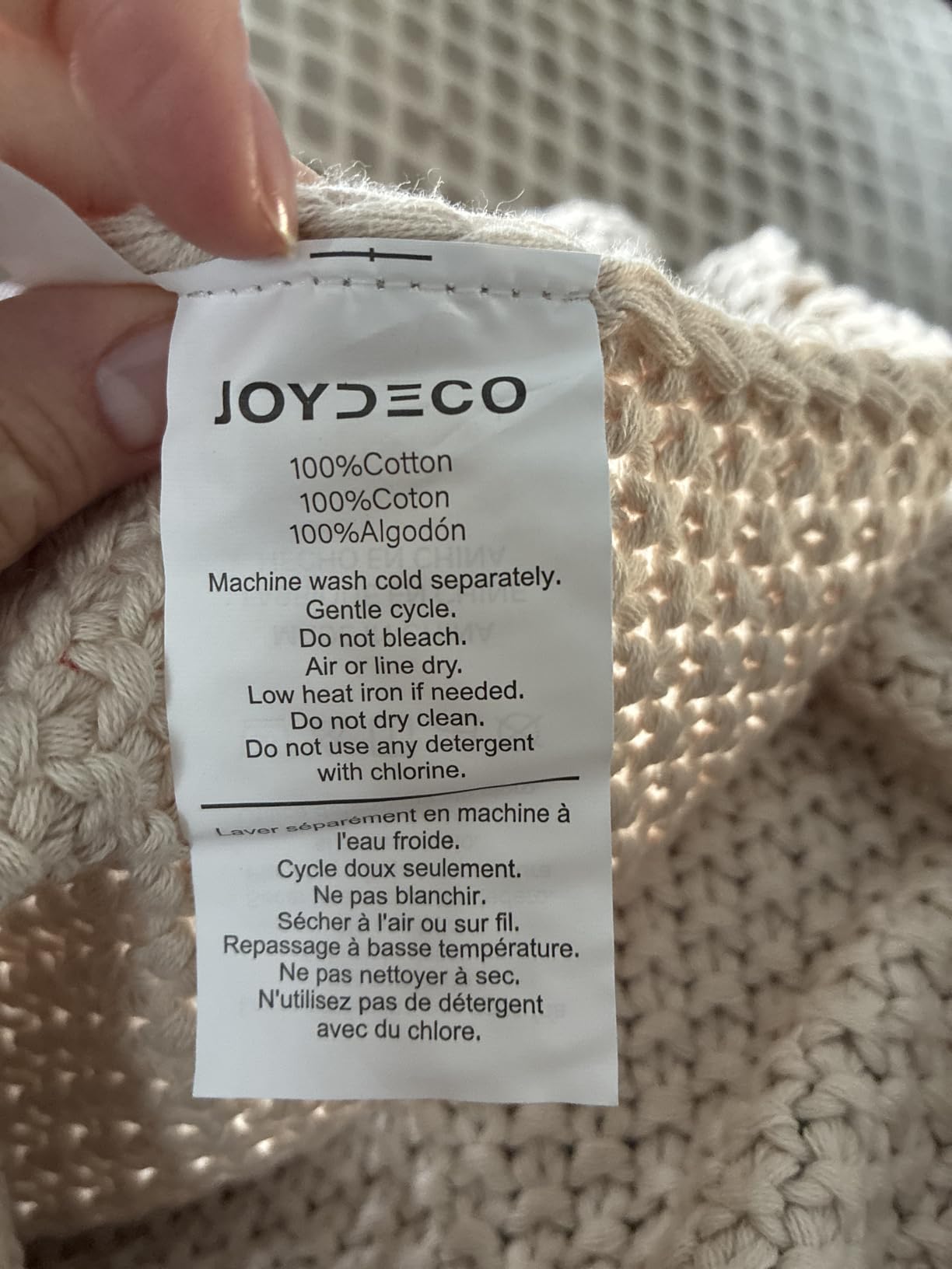 Joydeco Chunky Cable Knit Throw Blanket, Lightweight 100% Organic Cotton Soft Cozy Throw Twin Blanket for Couch Bed and Sofa, Rustic Breathable Farmhouse Blanket Gift for Women Men(Beige, 51