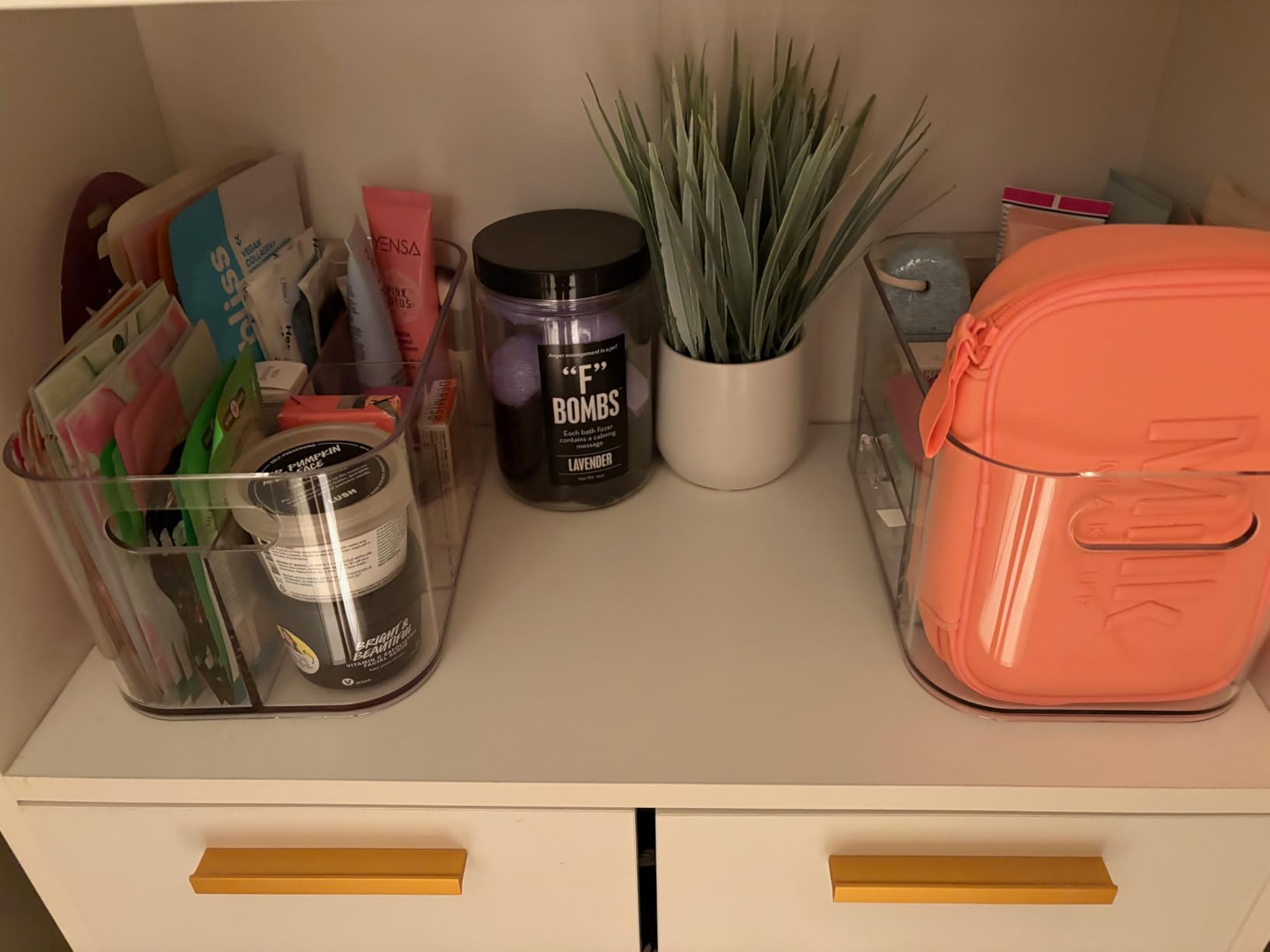 STORi Bliss 5-Compartment Plastic Cosmetics Storage Organizer, Set of 2 | Clear | Rectangular Divided Makeup Bin & Vanity Caddy with Pass-Through Handles | Round Corner Design | Made in USA customer photo 1