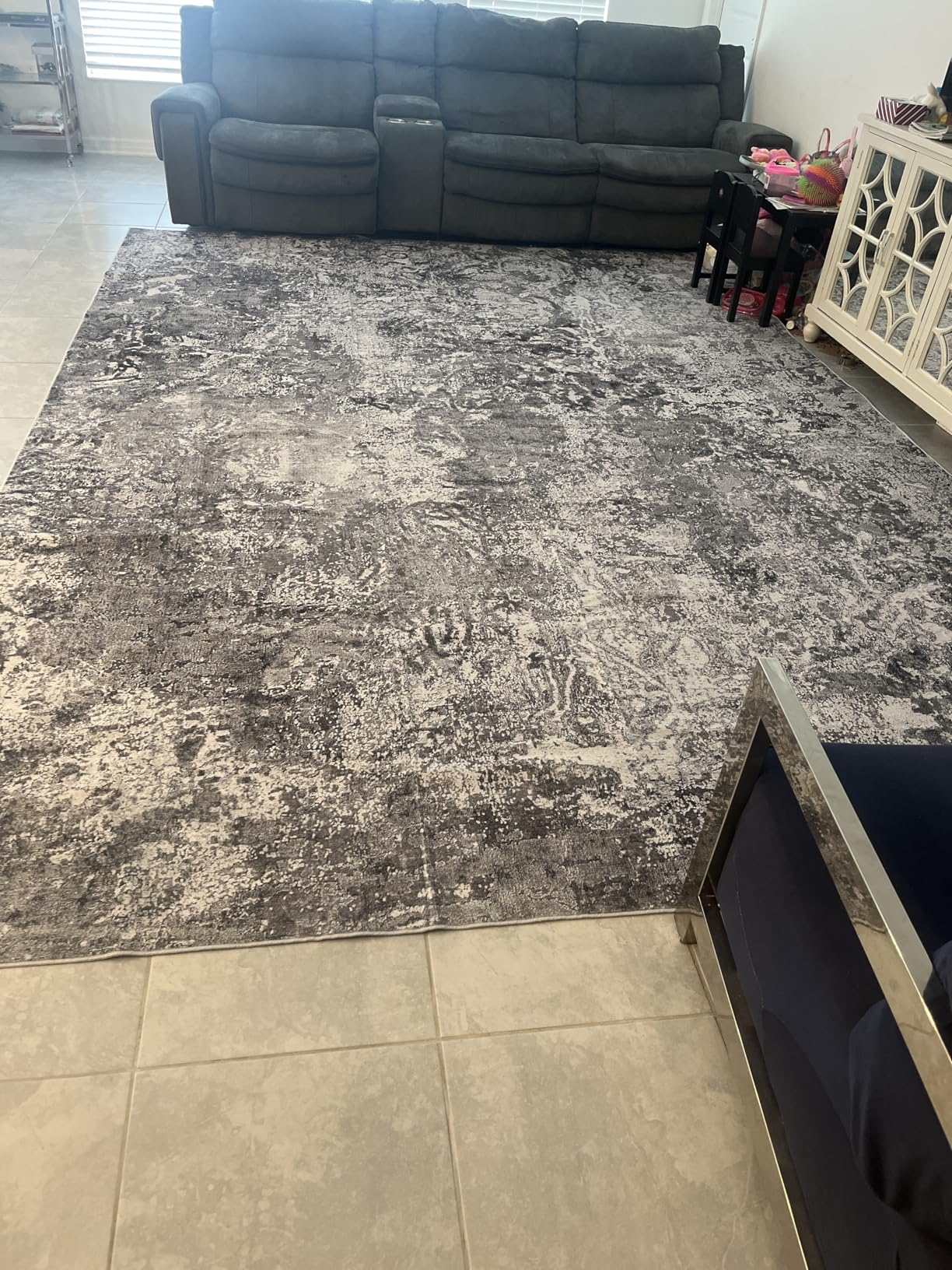8x10 Area Rugs for Living Room Rug Washable: Abstract Large Rug for Dining Room Bedroom Carpet Non Slip 8 by 10 Indoor Modern Nursery Home Office Blue Grey customer photo 1