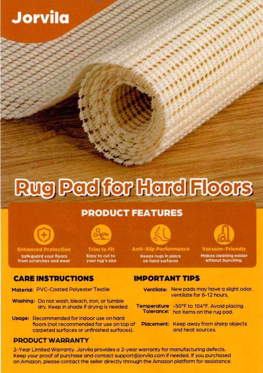 Jorvila Non-Slip Rug Pad Gripper 8x10 Feet, Anti Skid Mat for Under Area Rugs, Keeps Rugs in Position and Safe, Thick Cushioned Carpet Pad for Hardwood Floors Protection customer photo 2