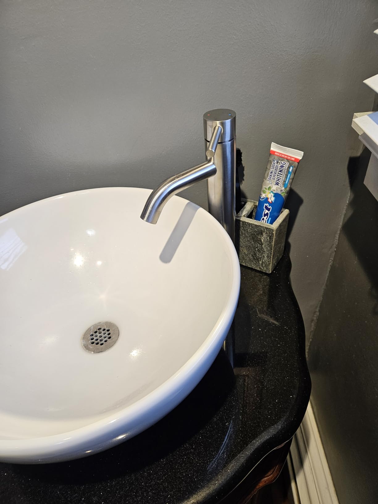 Aolemi Vessel Sink Faucet - SUS304 Stainless Steel Tall Bathroom Faucet,Single Lever Handle,1 Hole Bathroom Faucets with Supply Lines and Pop Up Drain,Brushed Nickel customer photo 2