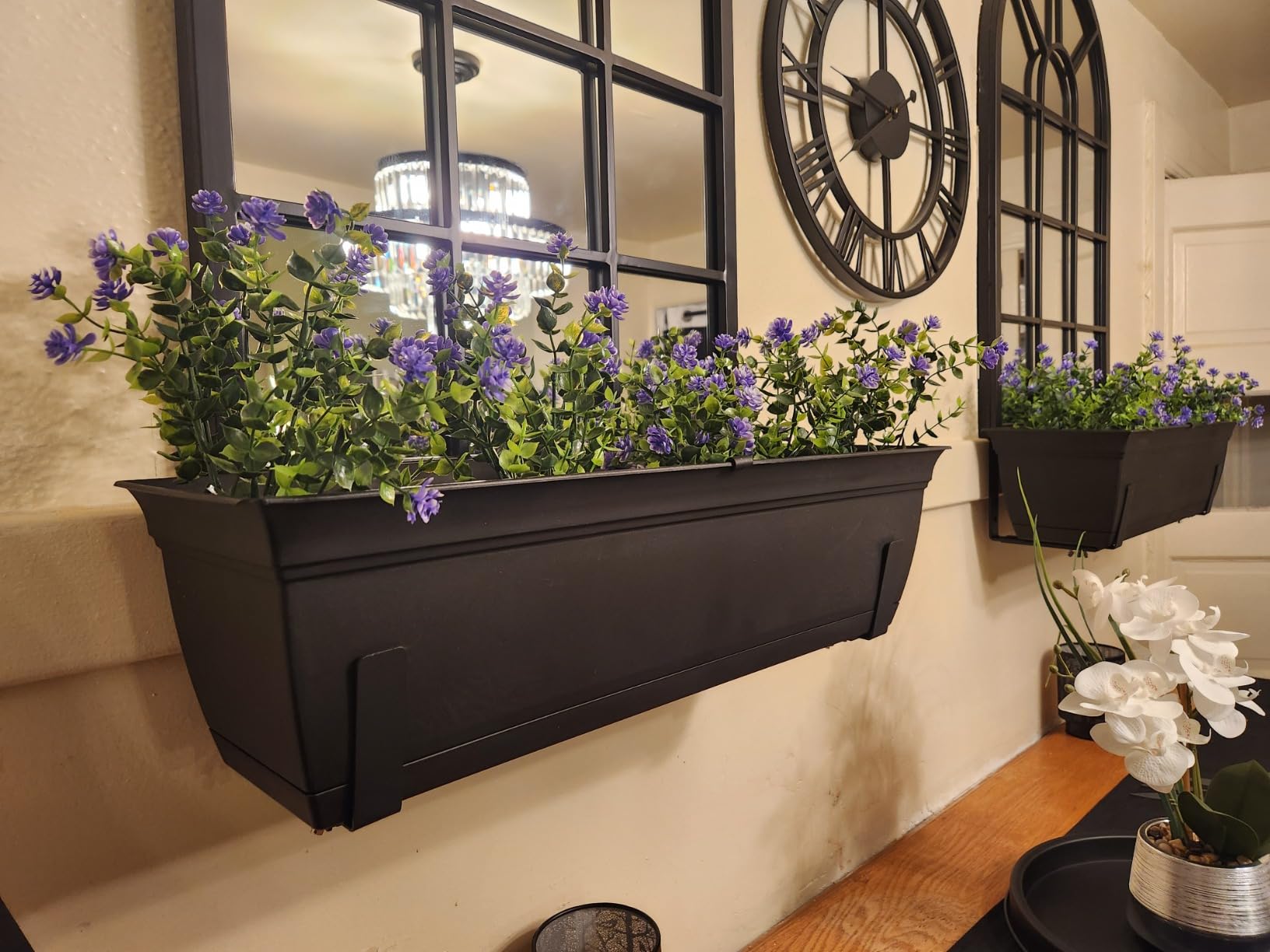 The HC Companies 24 Inch Eclipse Window Planter Box with Drainage Holes & Attached Saucer, Lightweight UV-Resistant Plastic Indoor Outdoor Planters, 2-Pack Flower Box for Garden Home Decor, Warm Gray customer photo 2