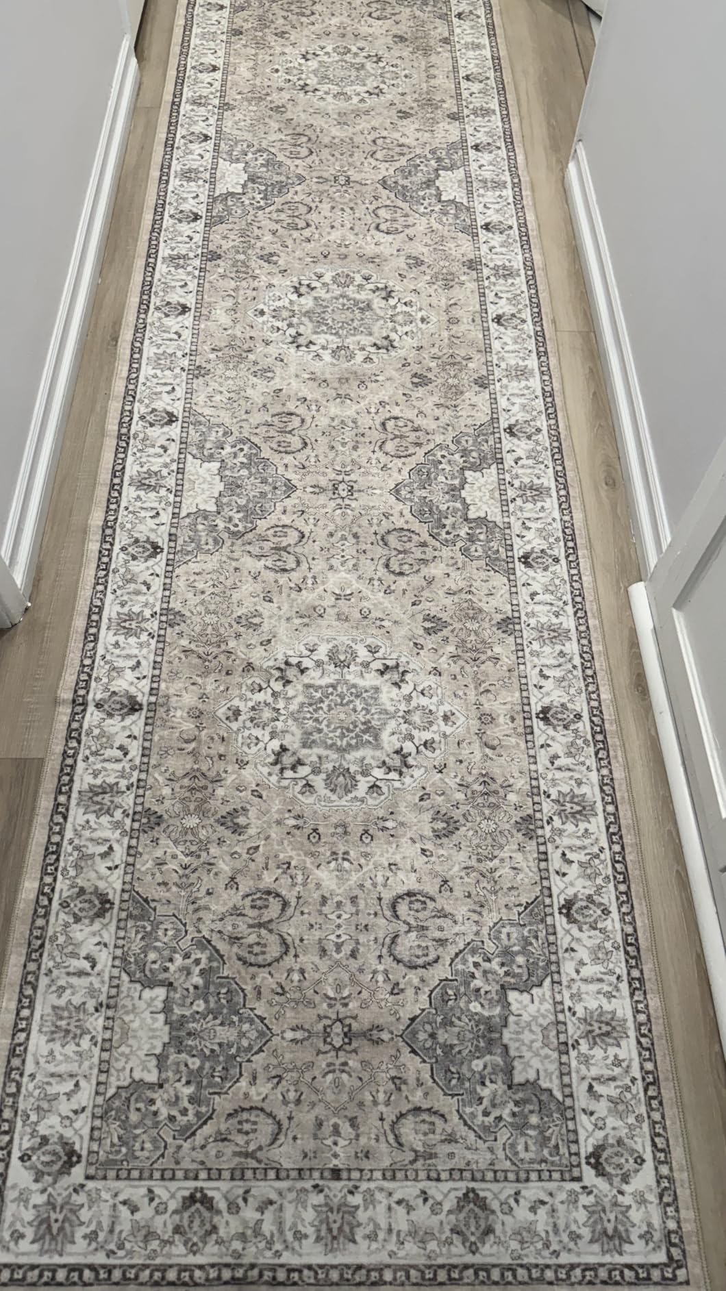 Washable Large 9x12 Area Rug - Living Room Oriental Non Slip Soft Rugs Indoor Low Pile Stain Resistant Carpet for Bedroom Dining Room Farmhouse Distressed Thin Home Decor Floor Mat (9x12 Beige) customer photo 2