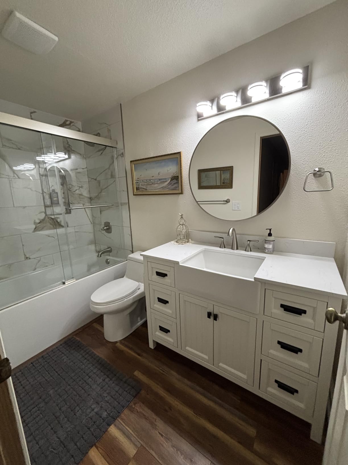 48 Inch White Bathroom Vanity with Sink, Farmhouse Bathroom Sink Cabinet with Soft Closing Doors & Dovetail Drawers, Single Apron Farm Sink, No Assembly Required customer photo 2