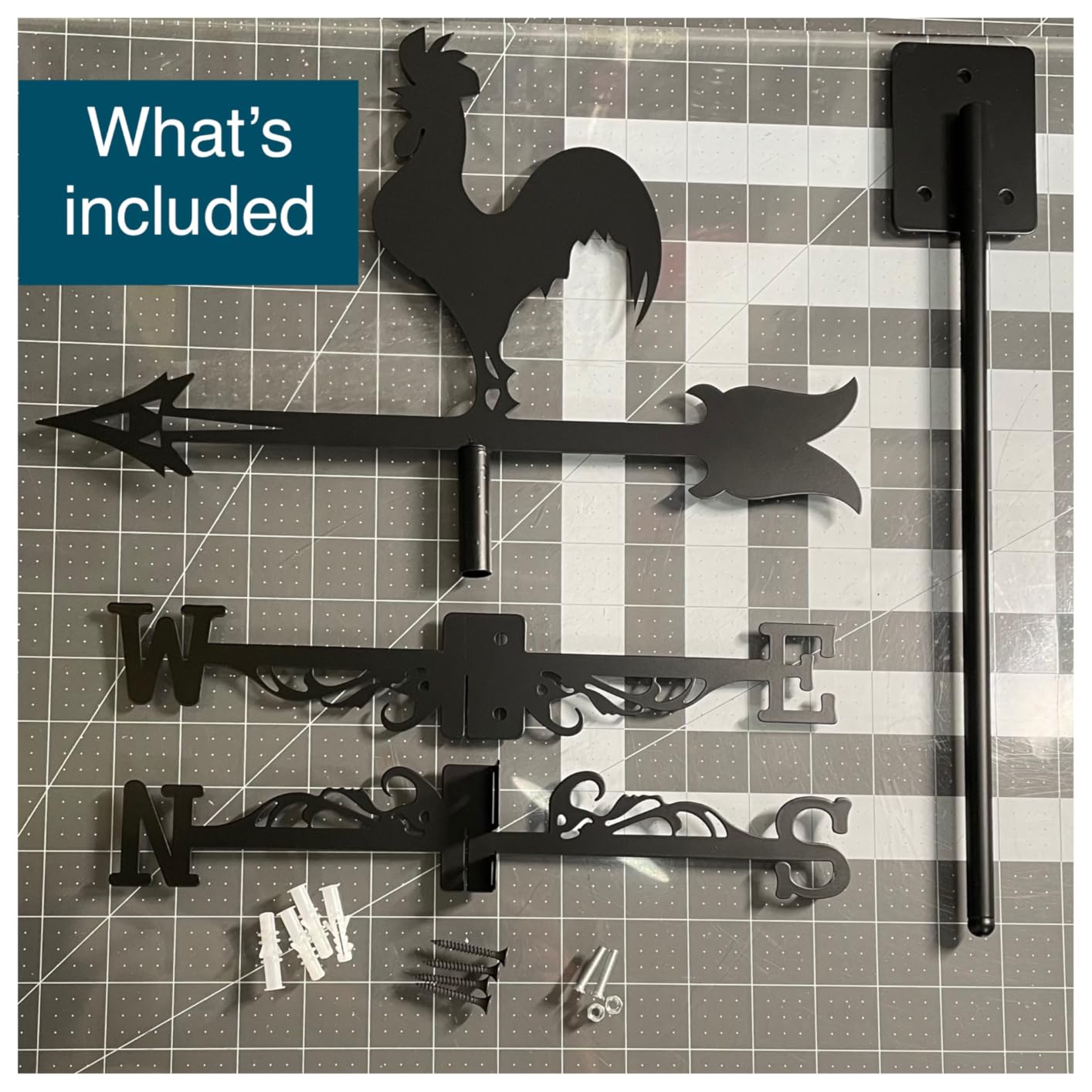 Rooster Metal Weather Vane Wind Direction Indicator Outdoor Weather Vanes Roof Mount Yard Patio Wind Vanes for Outside Yard Farm Garden Patio Decoration customer photo 2
