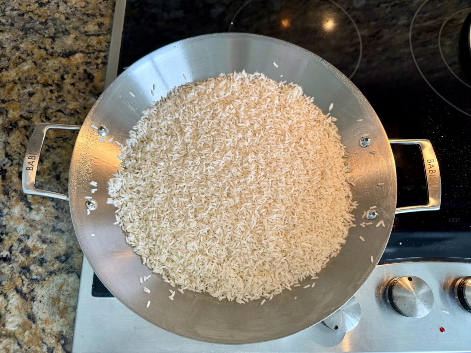Babish 13 Inch Tri-Ply Stainless Steel Paella Pan, Large Skillet, Griddle, Frying Pan - Induction Safe customer photo 1