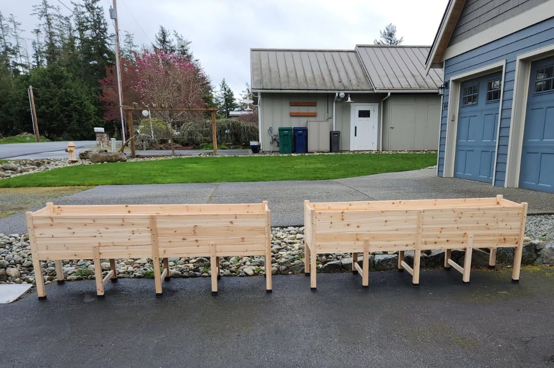 AMERLIFE 7x2 Ft Raised Garden Bed, 16 Inch Depth Featuring Legs, Drainage Holes, Ideal for Deep Rooted Vegetables, Flowers, Herbs, Elevated Wood Planter Box for Balcony, Patio, Backyard, Easy Assembly customer photo 1