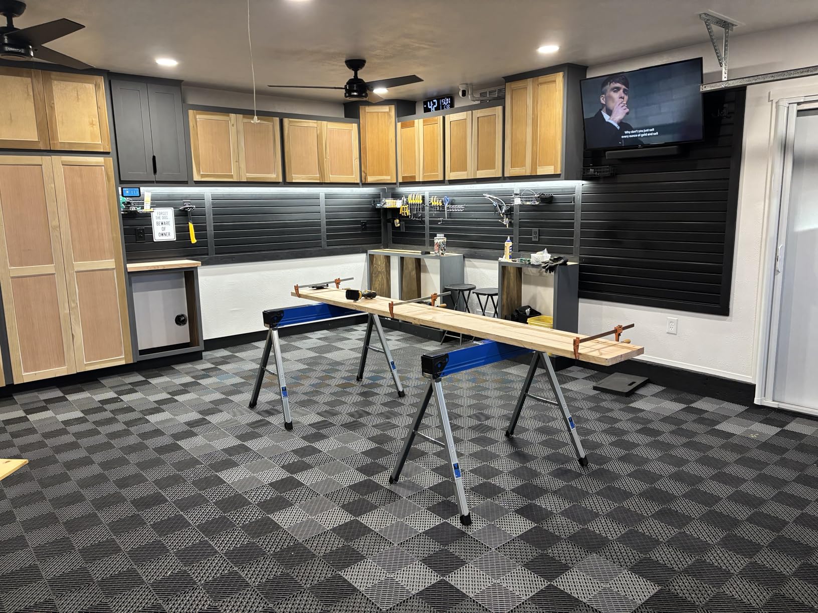Slat Wall Paneling Garage Slat Wall Storage Systems with 15 Hooks, PVC Garage Storage Organization, Black 4ft x 8ft customer photo 2