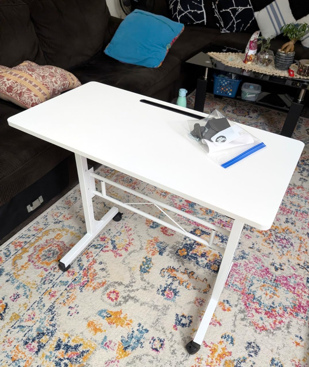 Amztabler Small Standing Desk Adjustable Height, Mobile Stand Up Desk with Wheels, 32 Inch Portable Rolling Desks Conference Room Tables for Walking Pad Treadmill Black customer photo 2