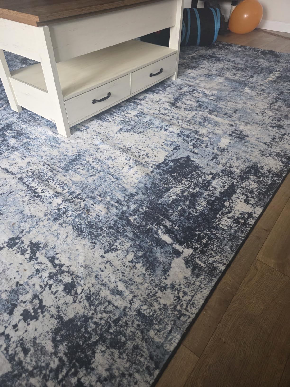Rugflix 8x10 Area Rugs for Living Room, Washable Large Rug Stain-Resistant Low Pile, Modern Dark Carpet for Dining Room Home Office Kid Room Nursery Bedroom, Navy Blue/Black customer photo 2