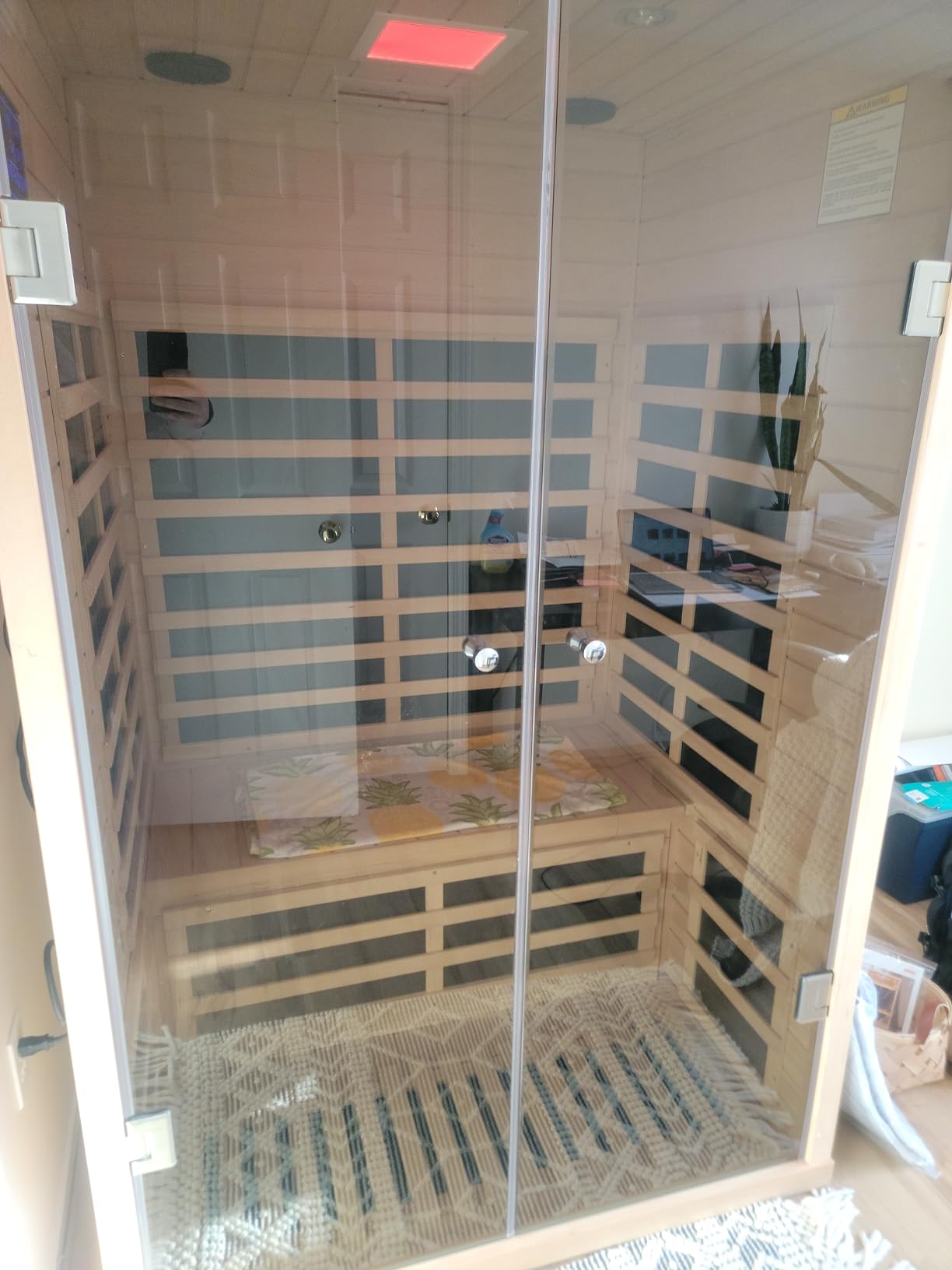 Red Cedar Outdoor Infrared Sauna 1 Person, Ultra Low EMF Far Infrared Sauna, 1560W, Withstand Outdoor Temp -10℉-149℉, Home Spa with Bluetooth Speaker, Chromotherapy Lights, Reading Lights customer photo 1