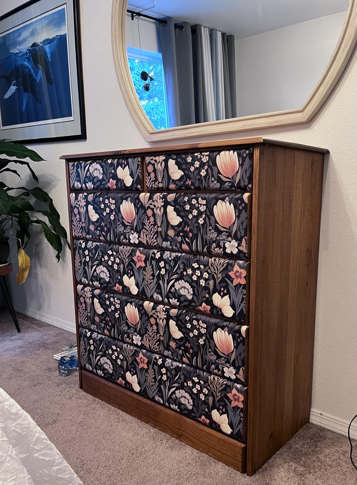 Orainege Vintage Floral Peel and Stick Wallpaper Boho Floral Contact Paper 17.3in x118.1in Flower Wallpaper Peel and Stick Self Adhesive customer photo 1
