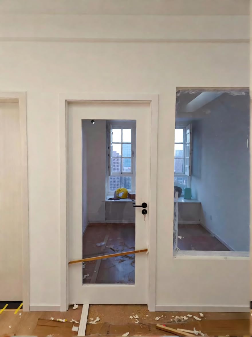 48'' x 80'' (Double 24x80) Full-Lite French Interior Doors, Clear Glass Slab Door for French/Pocket Doors, Solid Core Interior Glass Door for Bedroom/Closet/Pantry, w/o Hardware, Jamb or Borehole customer photo 1
