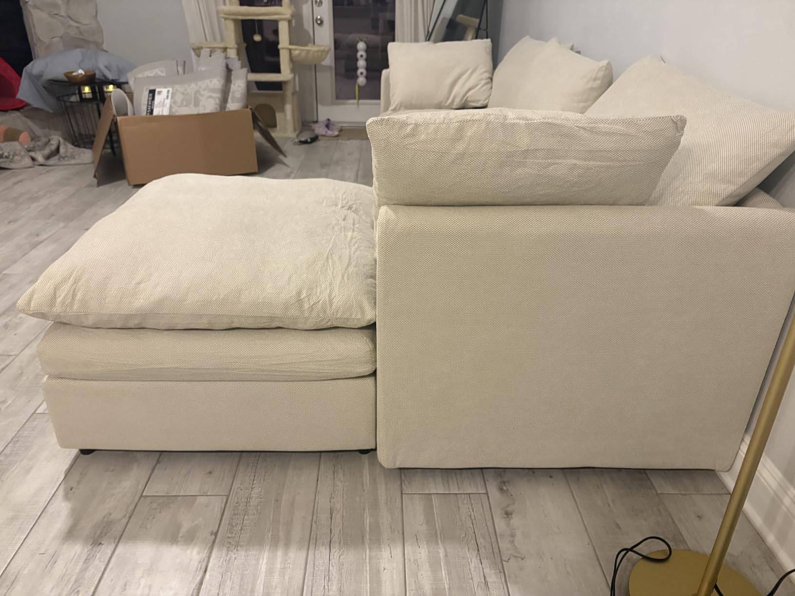 Txtin's Cloud Couches for Living Room L Shaped Sectional Couch with Ottoman, Deep Plush 4 Seats Sofa, Linen customer photo 1