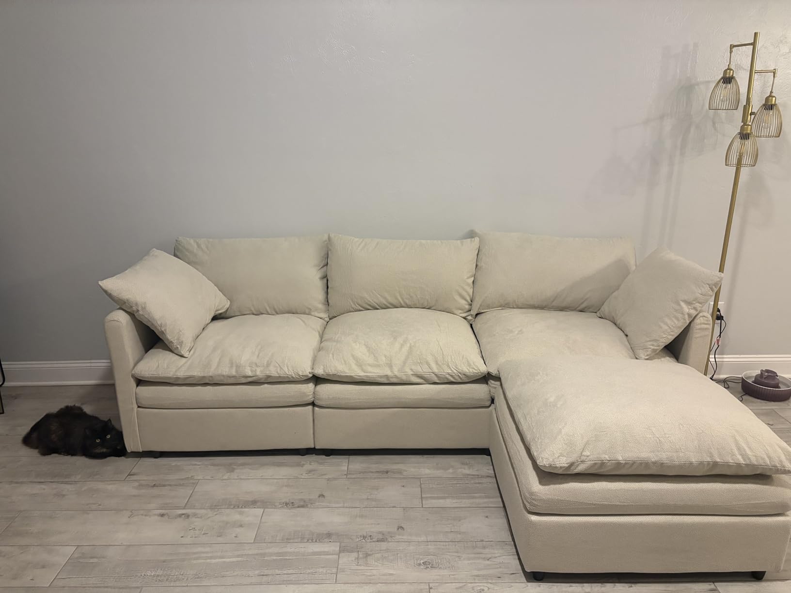 Txtin's Cloud Couches for Living Room L Shaped Sectional Couch with Ottoman, Deep Plush 4 Seats Sofa, Linen customer photo 2