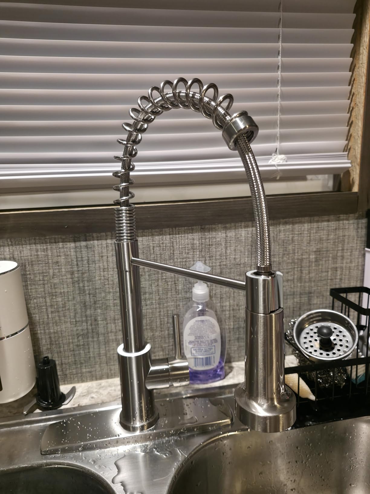 FORIOUS Kitchen Faucets with Sprayer, Brushed Nickel Stainless Steel Sink Faucet Single Handle with Deck Plate, Commercial Classic Spring Faucet for Kitchen Sink, Bar & Prep Sinks, Laundry RV Camper customer photo 2