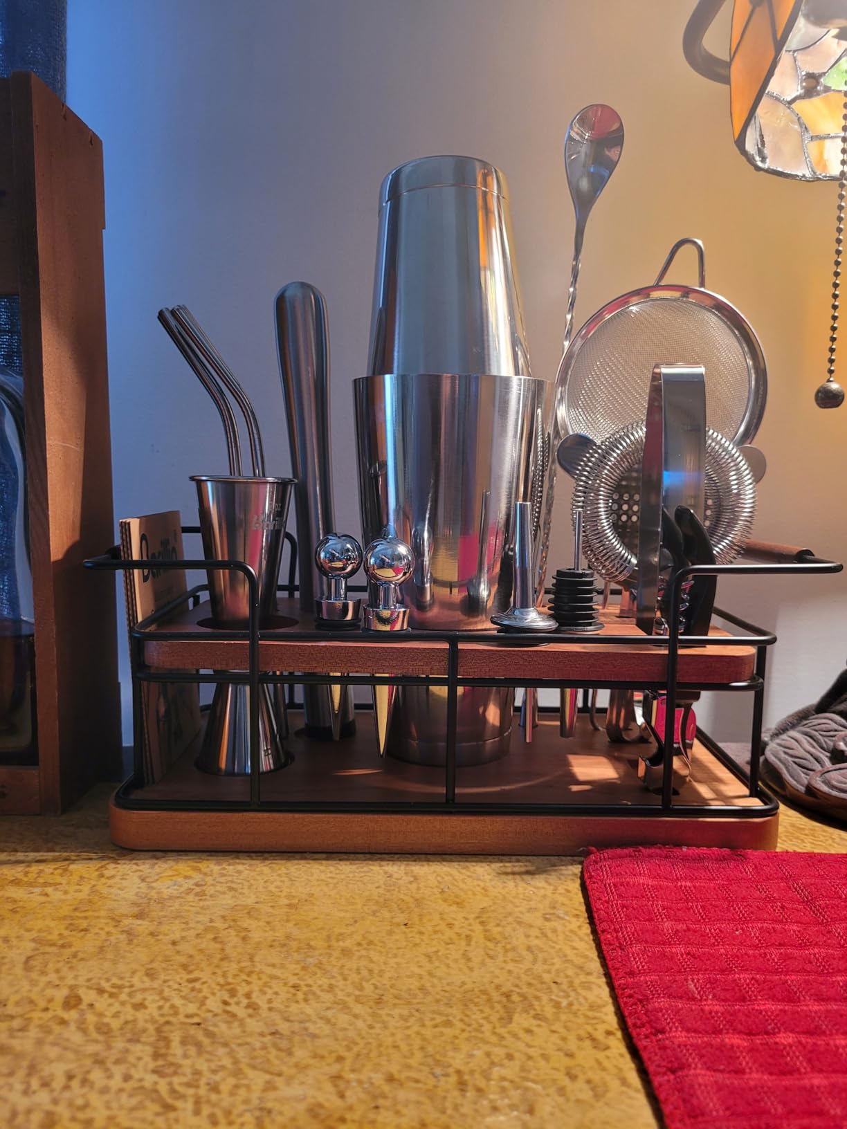 Barillio Bartender Kit - 23-Piece Stainless-Steel Cocktail Shaker Set with Premium African Mahogany Stand | Martini Barware Mixing Tools for Home Bartending | Gift Set customer photo 2