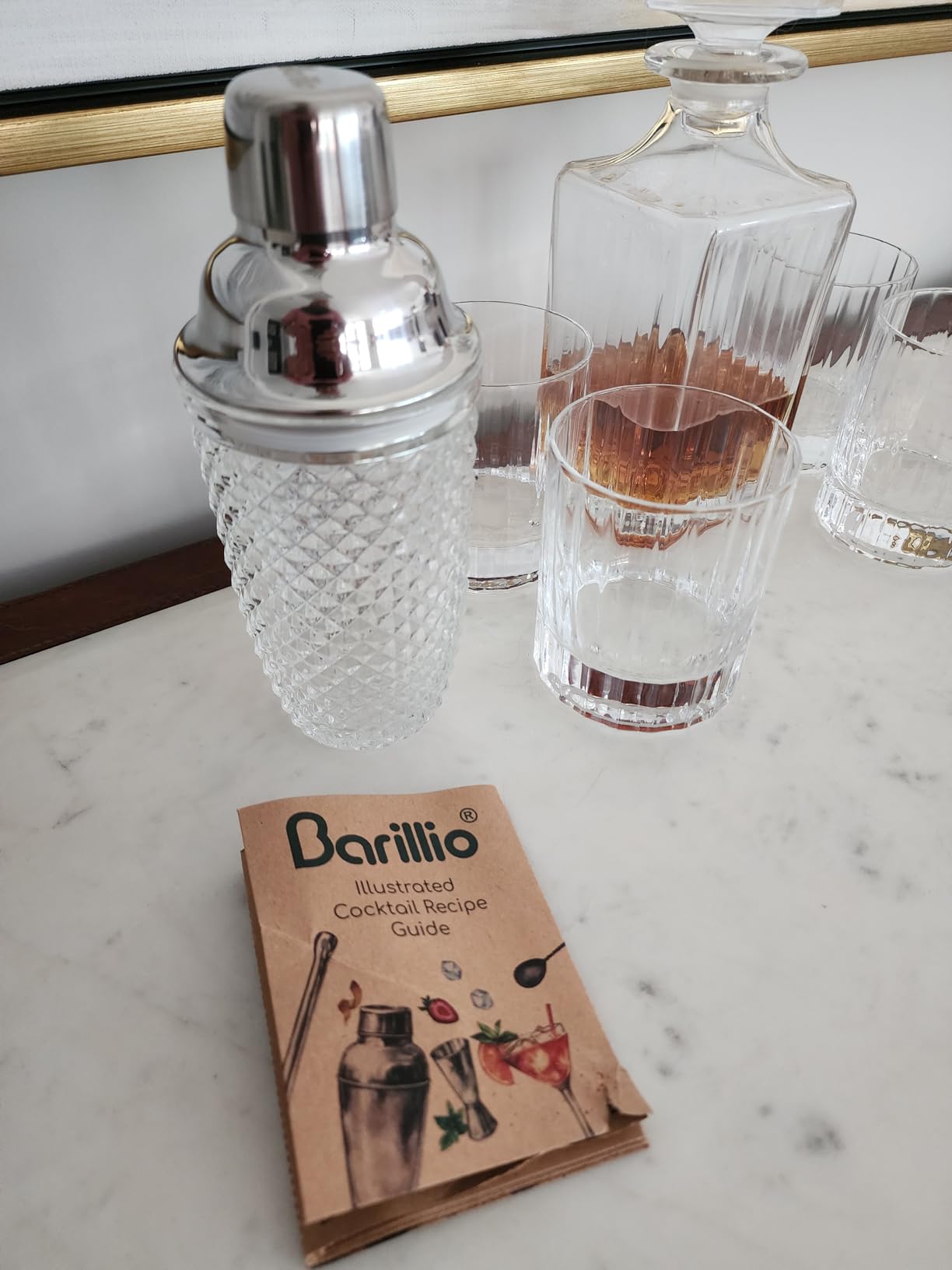 Barillio 14 oz Glass Cocktail Shaker | Cobbler Mixer with Built-In Strainer, Leak-Proof Clear Martini Shaker for Single-Serve Drinks customer photo 1
