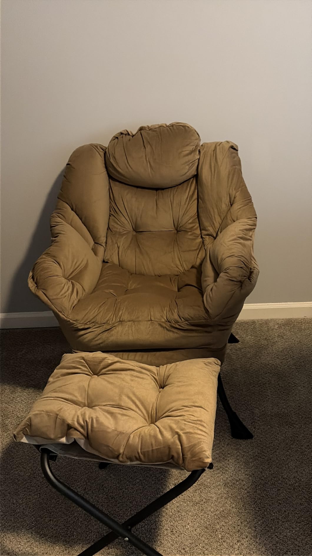 Lazy Chair with Ottoman, Comfy Accent Lounge Chair with Side Pocket, Modern Reading Armchair with Footrest, Upholstered Sofa Chair for Small Spaces, Bedroom, Living Room, Dorm, Darkgrey customer photo 2