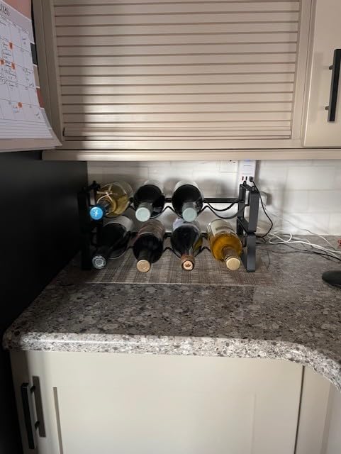 Black Wine Rack for 12 Bottles - Stackable & Expandable Metal Wine Bottle Holder for Bar Counter, Cabinet, Pantry, or Small Spaces - Modern Freestanding Wine Storage Shelf (3 Tier, Black) customer photo 1