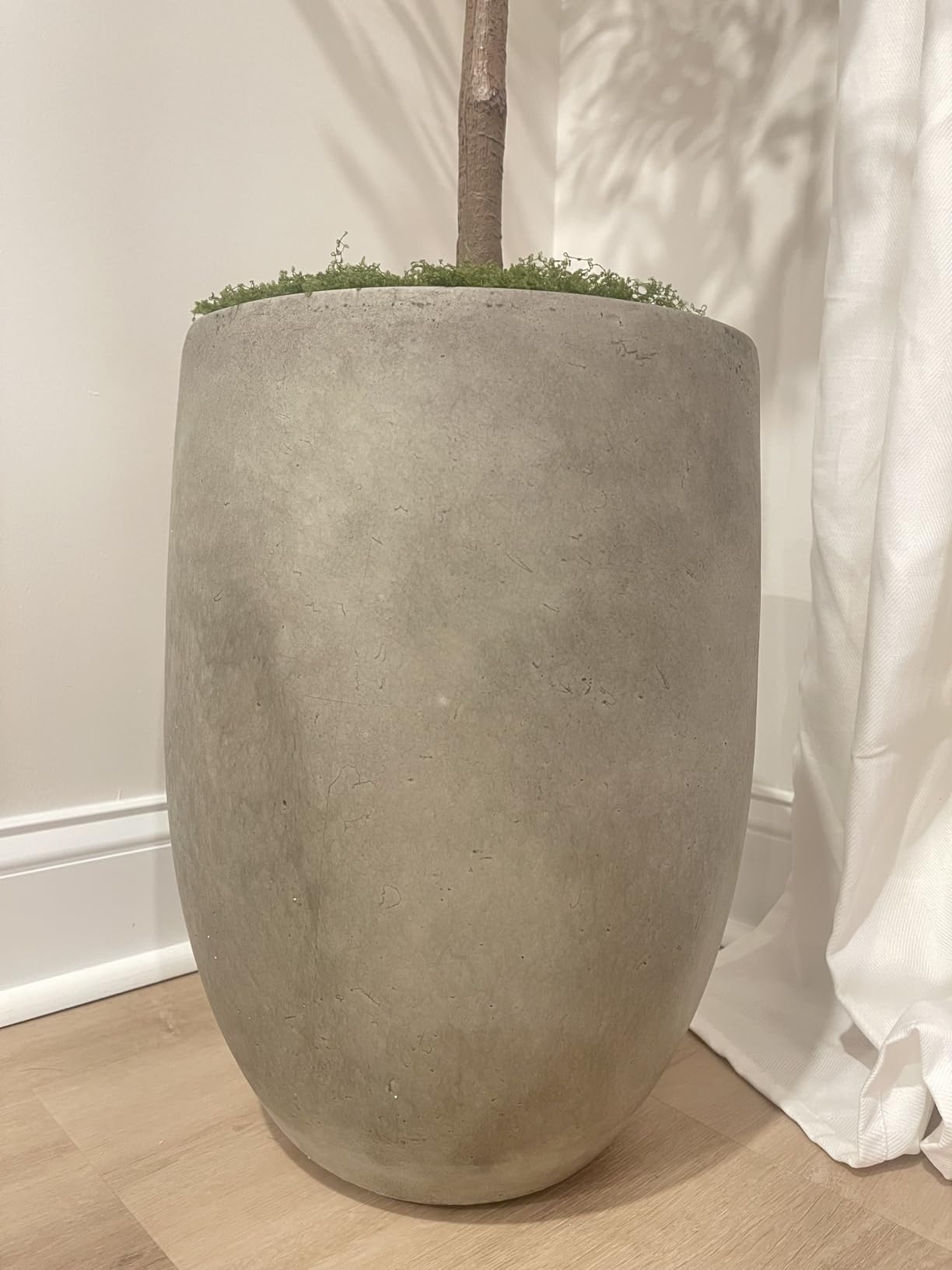 Kante 16.5 Inch Tall Concrete Planter, Large Indoor Outdoor Plant Pot with Drainage, Smooth Weathered Concrete Finish with Painted Interior, Ideal for Porch, Home, Garden, Patio customer photo 1