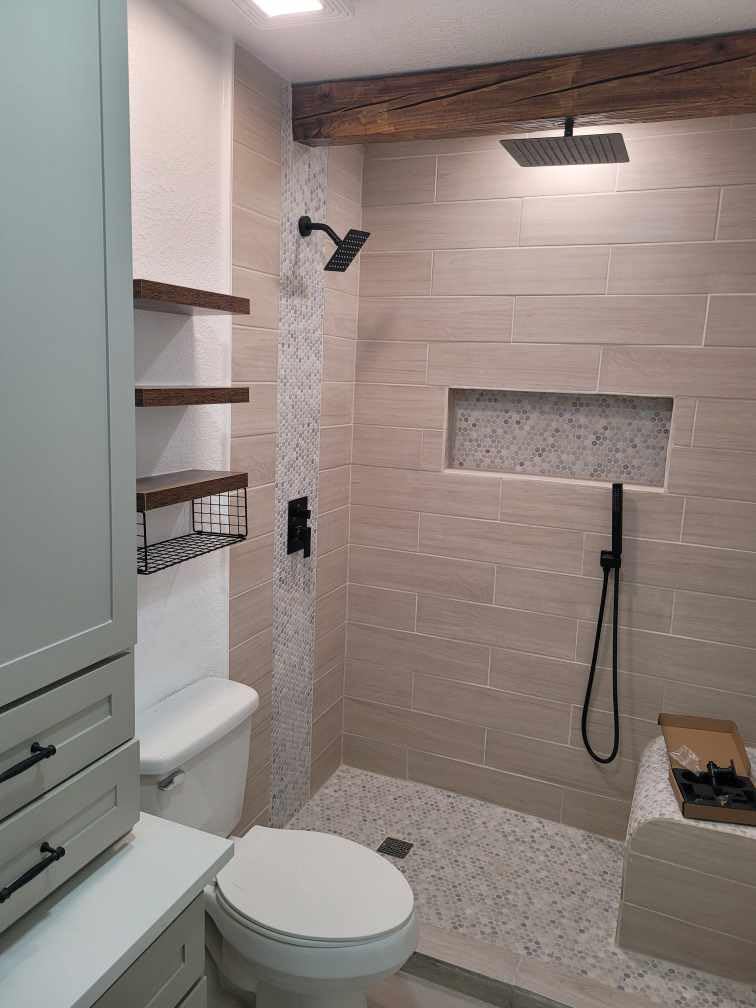 Rain Shower System Brushed Nickel Shower Faucet Set, Dual Rainfall Shower Head Set with 2 in 1 Handheld Spray, Ceiling Mount 12-inch & 6-inch Square Showerheads with Valve, Brushed Nickel customer photo 2