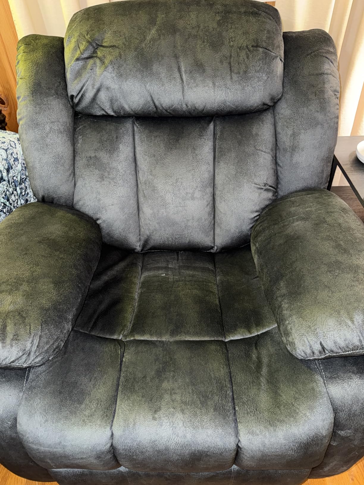 INZOY Manual Recliner Chair with Padded Armrest, Wall-Hugger Single Sofa Recliners with Overstuffed Back, Classical Fabric Reclining Chairs for Living Room Theater Seating, Grey customer photo 1