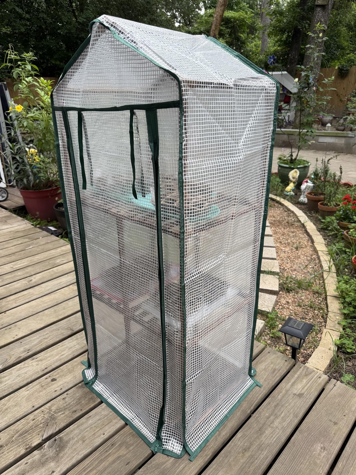 Bamworld 23 x 17 x 54-Inch Mini Greenhouses for Outdoors Portable Green House with PE Cover Sturdy Eucalyptus Wood Frame Small Greenhouse for Winter Plant Frost Protection Plant Garden Hot House customer photo 2