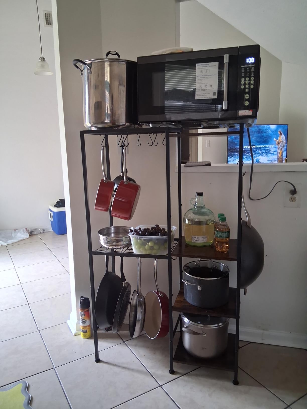 5-Tier Pot and Pan Organizer Rack with Hooks, Heavy-Duty Kitchen Storage Shelf for Cookware, Dishes, and Utensils, Freestanding Metal Pot Rack Organizer for Kitchen, Pantry, or Dining Room customer photo 1