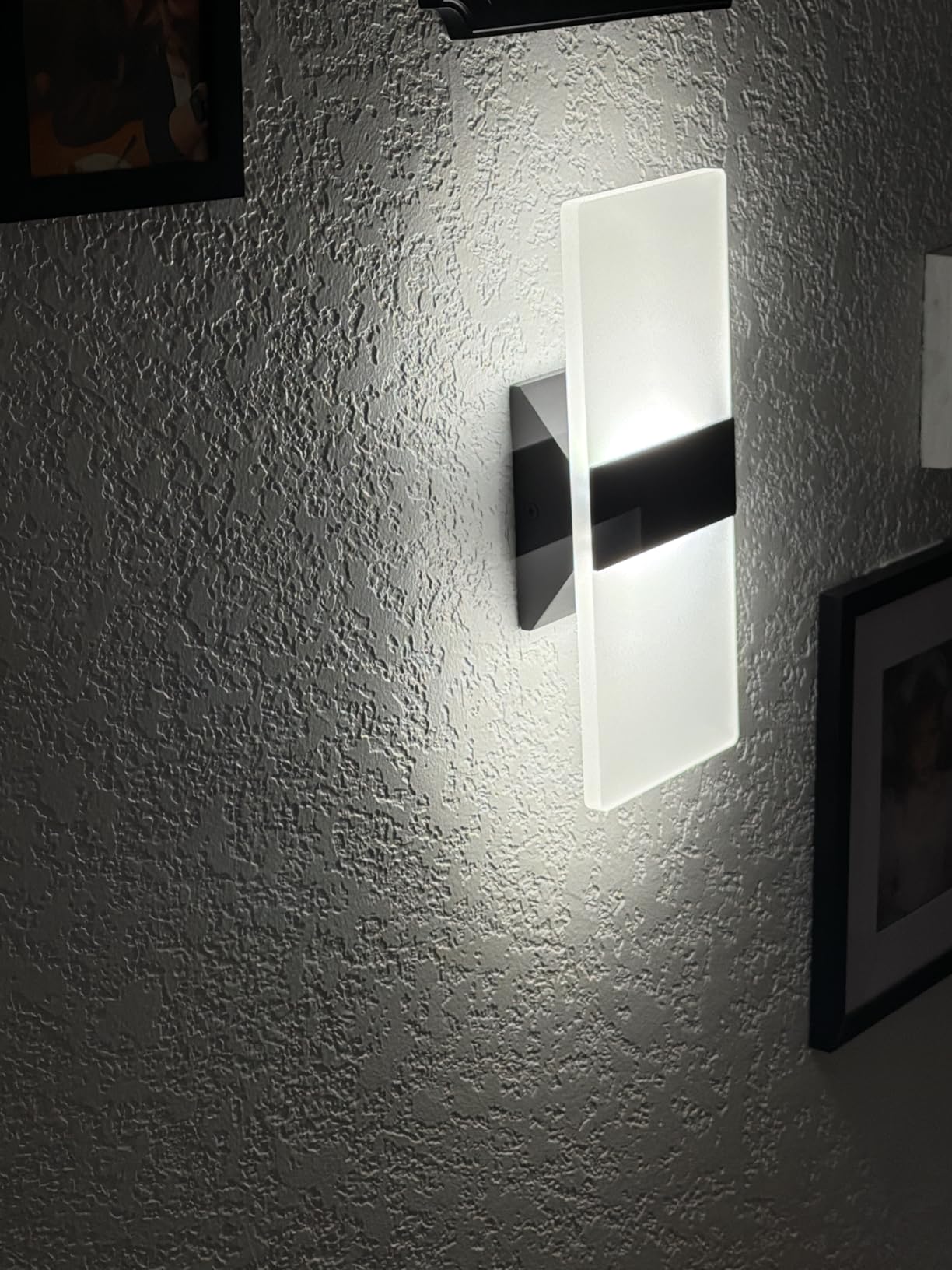 12 Inch Modern Black LED Wall Sconce, Indoor Dimmable Wall Lights, 12W 2700K-5000K Adjustable, Hardwired Up and Down Acrylic Wall Mount Light for Living Room Bedroom Hallway, ETL customer photo 2