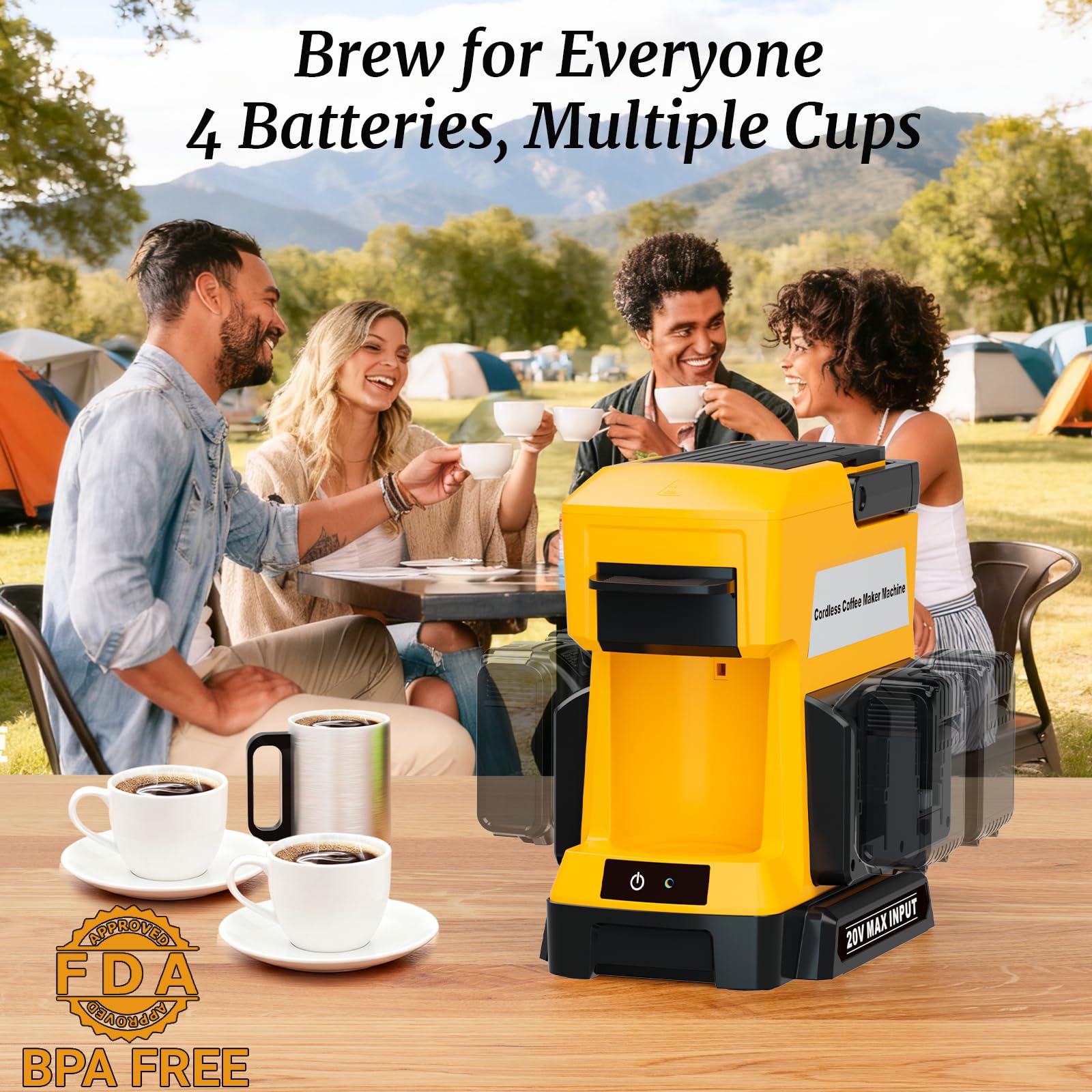 Cordless Coffee Maker for Dewalt 20V MAX Battery, 3 Brewing Options Drip Coffee Maker with Coffee Grinder, Portable Single Serve Coffee Makers for Camping, Travel, and Jobsite. (Tool Only) customer photo 2