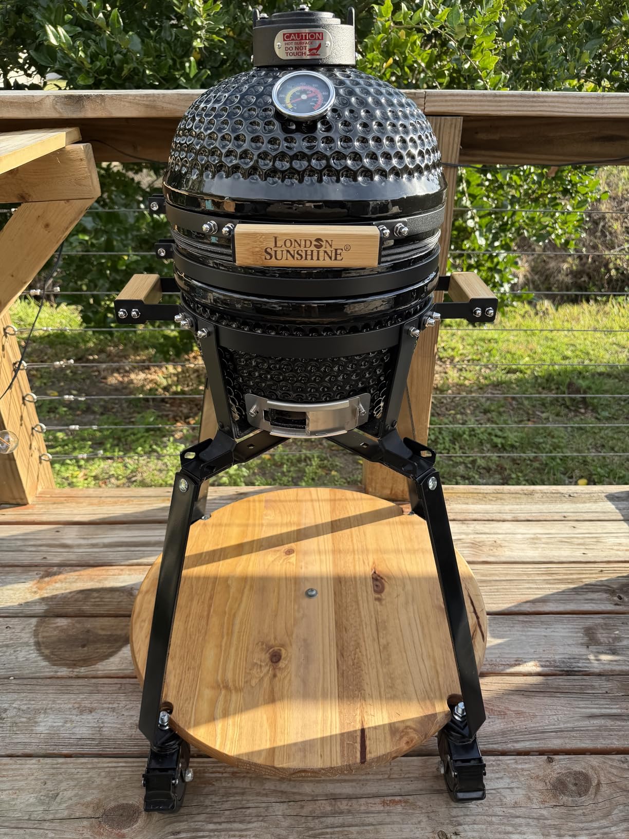 Upgraded 13 inch Ceramic Kamado Grill with Waterproof Air Vent Cap - Portable Tabletop Charcoal BBQ Grill Smoker for Outdoor Cooking, Patio, Camping (Green) customer photo 1