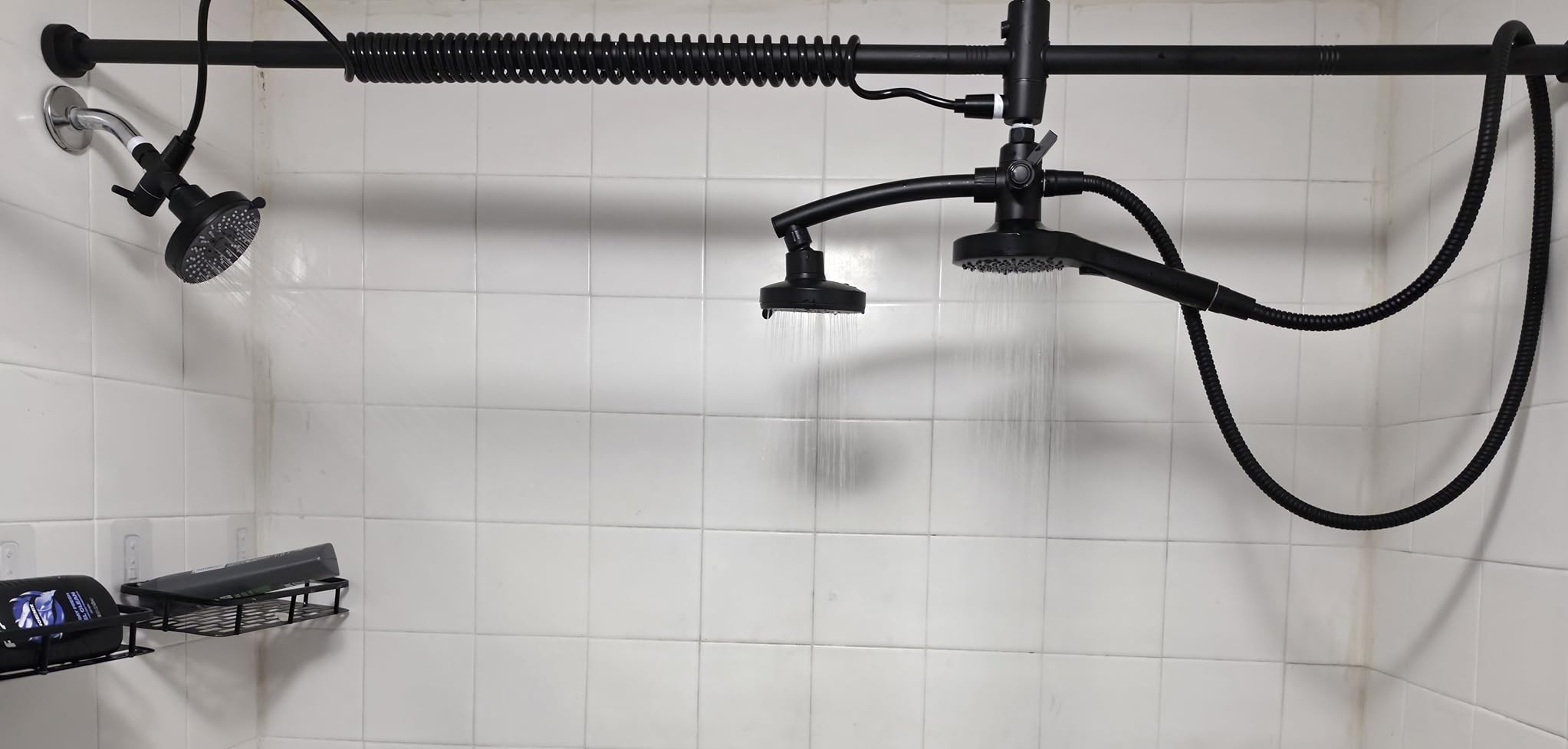 Dual Shower Head with Original Adjustable Slider, High Pressure Double Shower Head for Two People Rod, 2 Showerhead System for Couples, Renter-Friendly, SPA-Like, Gift for Women Men, Black customer photo 1