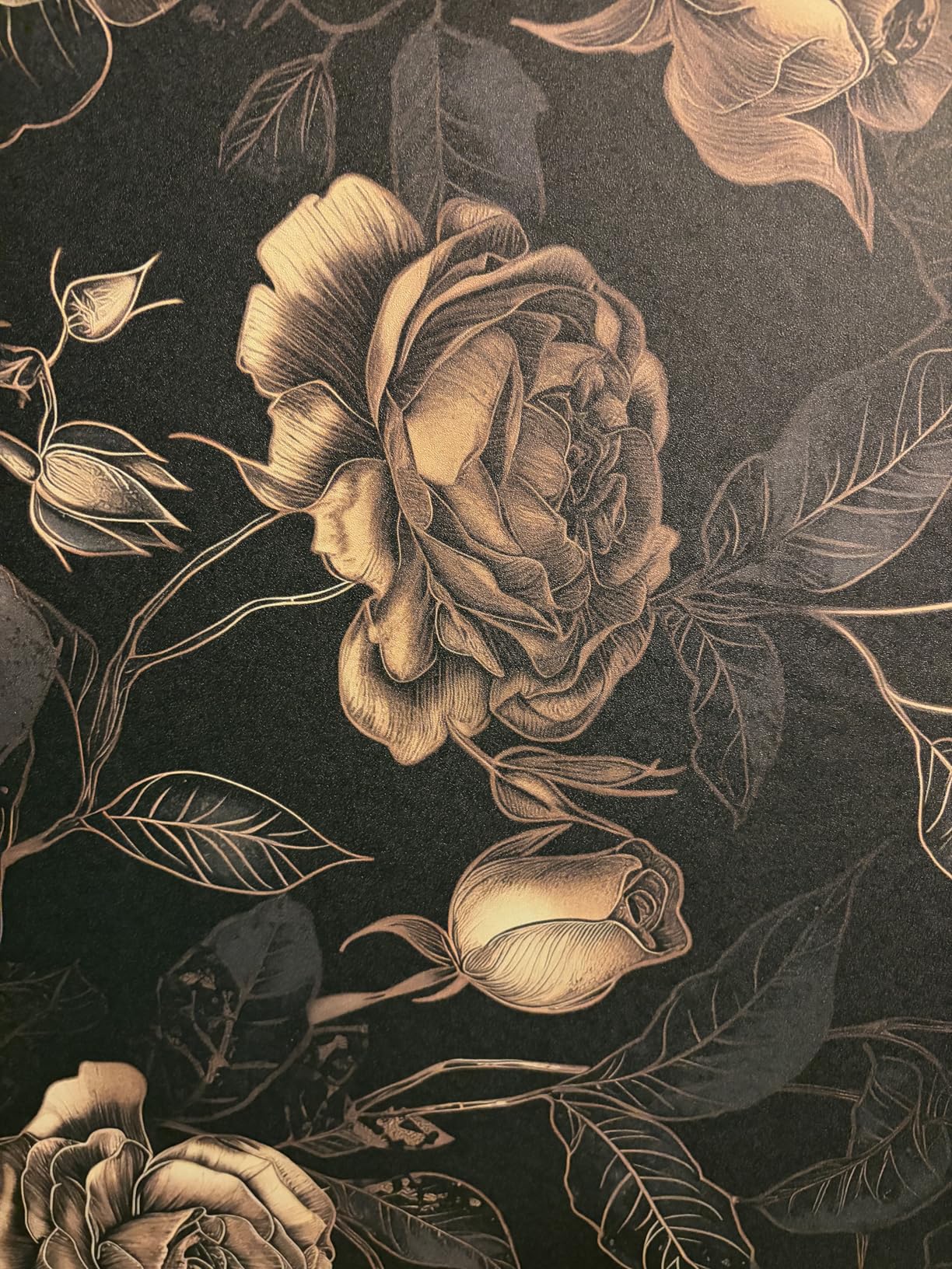 ICOOP Black Peel and Stick Wallpaper Modern Rose Dark Wallpaper 17.5