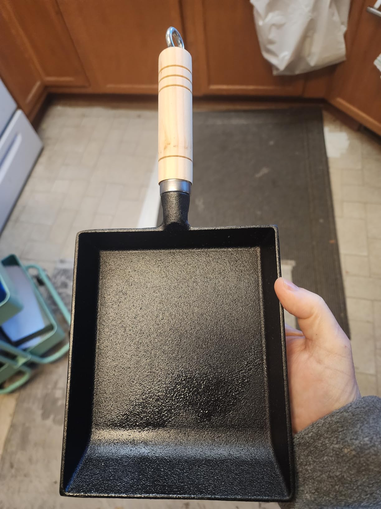 Tamagoyaki Pan, Cast Iron Japanese Rolled Omelette Pan, Tamago Pan for Breakfast, Rectangular Egg Skillet Suitable for Gas & Induction Stovetops, 7.2 x 6.1 inches customer photo 1