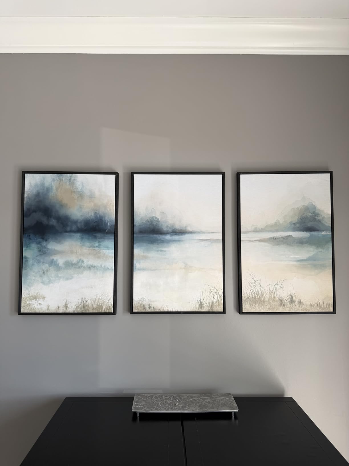 Large Framed Sage Green Abstract Landscape Wall Art for Living Room, 3 Piece Modern Canvas Prints Paintings Artwork for Walls, Oversized Pictures for Hallway Dining Bedroom Office Wall Decor 24x36 In customer photo 1