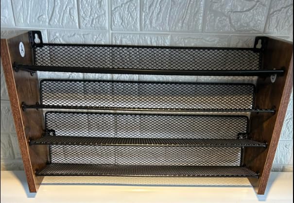 NESAPTO Spice Rack Organizer for Cabinet, Wood 4-Tier Vertical Seasoning Organizer, Wall Mount or Countertop Spice Shelf, Holds 28 Jars (No Jars Included), 14