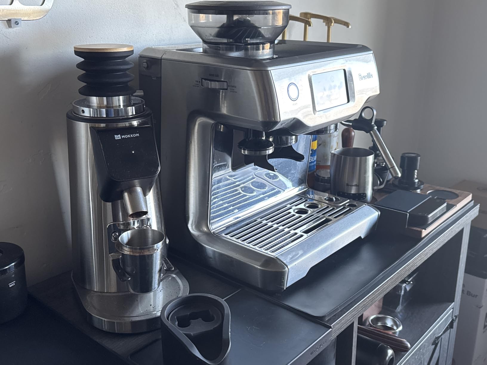 MOKKOM Professional 64mm Plated Flat Burr Coffee Grinder with 100 Grind Settings, All-Metal Stainless Steel Body, Coffee Bean Grinder with Adjustable Electronic Timer, Anti-Static, LED Display customer photo 2