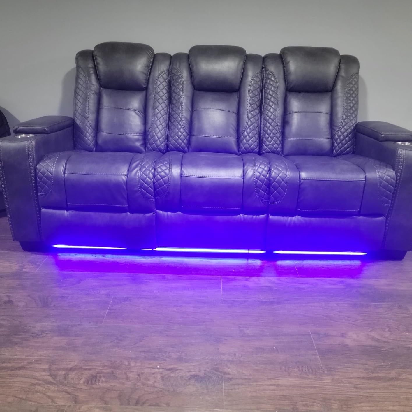 VanAcc Home Theater Seating, Power Movie Loveseat Recliner with USB & Wireless Charging, 3 Seats Leather Sofa Couch for Living Room Gaming, Electric Headrest, Tray Table, Ambient Lighting customer photo 2