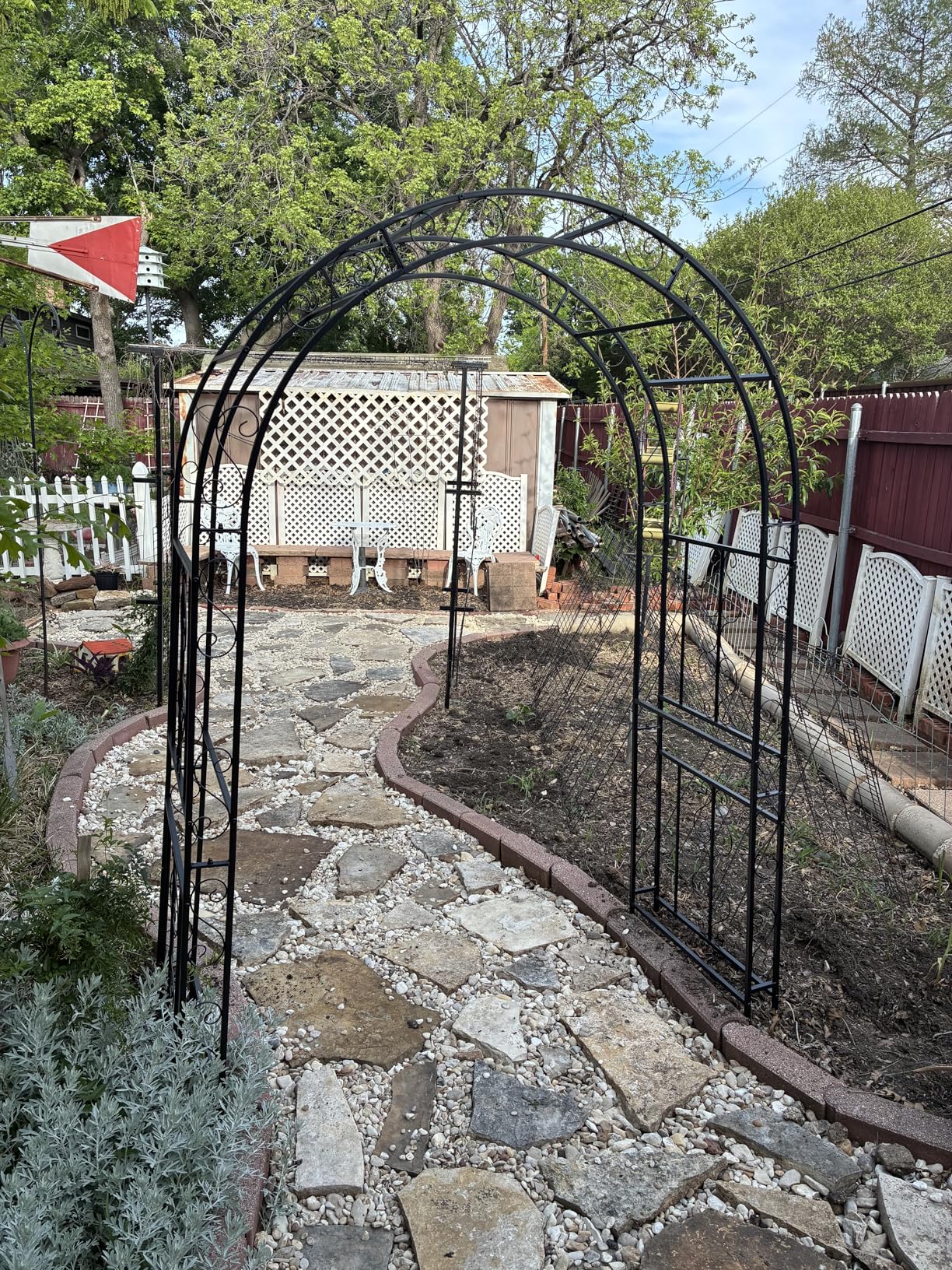 Outvita Garden Arch Trellis, Metal Garden Arbor Archway for Climbing Plants Outdoor - Durable Iron Garden Arbors with Long Ground Stakes, for Garden Wedding Party Decoration customer photo 2