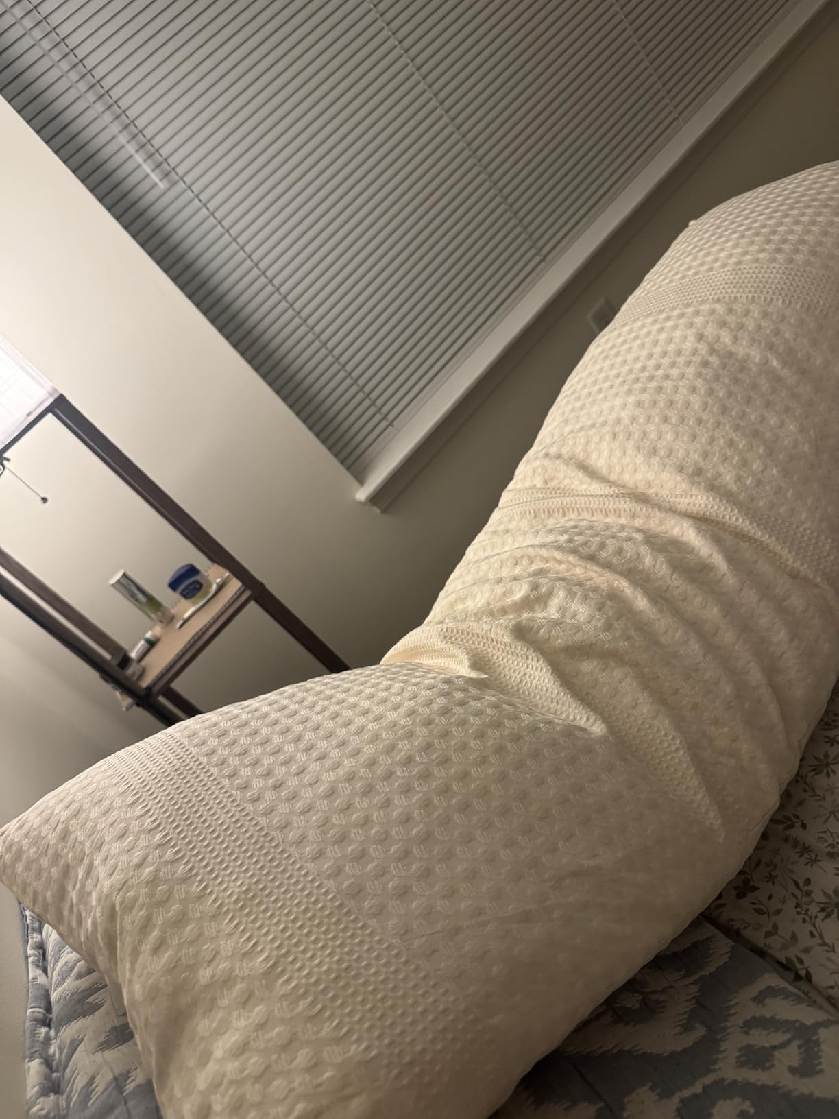 YZ HOME Waffle Weave Body Pillow for Adults - Memory Foam Body Pillow with Removable Pillowcase - Firm and Fluffy - Large Long Bed Pillows for Side Sleepers, Washable, 20x54 Inch (Beige) customer photo 2