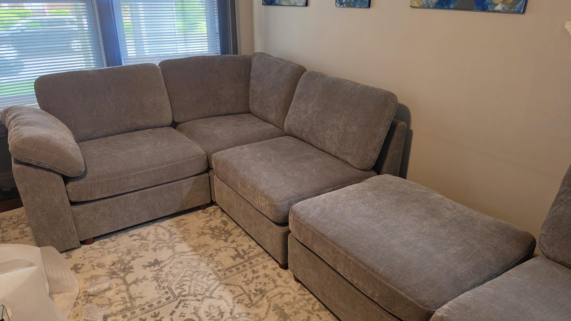 EASE MOOSE Oversized U Shape Sectional Modular Sofa, Wide Deep seat Sectional Sofa, FSC Certified Comfortable Chenille Grey Cloud Modular Sofa customer photo 1