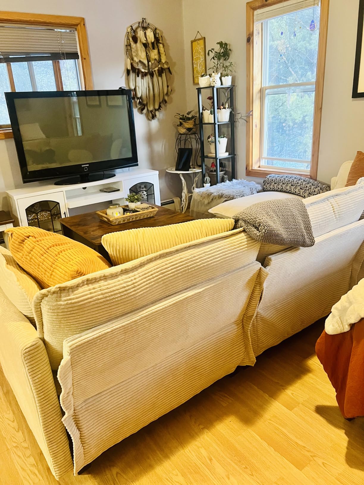 112'' Sectional Modular Cloud Couch, Oversized 5 Seat Couches U Shaped Sofa with 2 Movable Ottomans, 2 Throw Pillows, Upholstered Corduroy U Shape Comfy Deep Couches for Living Room and Office, Beige customer photo 1
