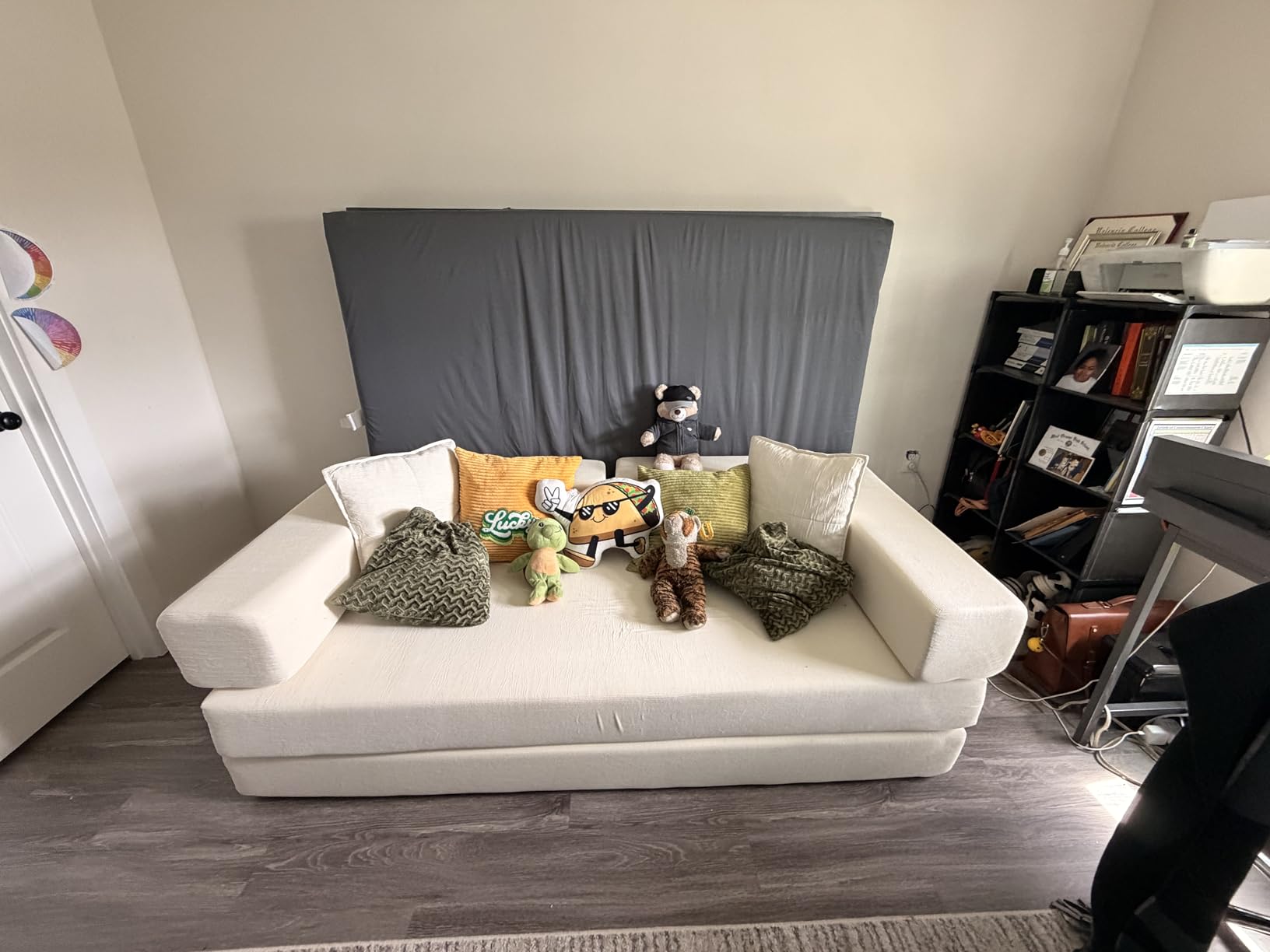 GRUSIGN 78 Inch Convertible Sofa Bed, 5-in-1 Futon Sofa Bed Pull Out Couch, Boneless Couch Bed for Living Room, Corduroy Boneless Couches for Bedroom, Apartment customer photo 1