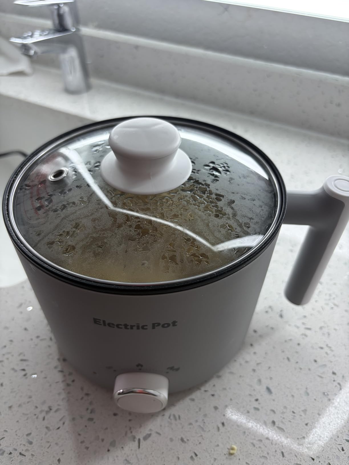 Electric Hot Pot :1.5L Mini Ramen Cooker with Overheat & Boil-Dry Protection, Suitable for Noodles, Soup, Oatmeal, College Dorm Office Travel Essentials (Grey, 1.5L) customer photo 2