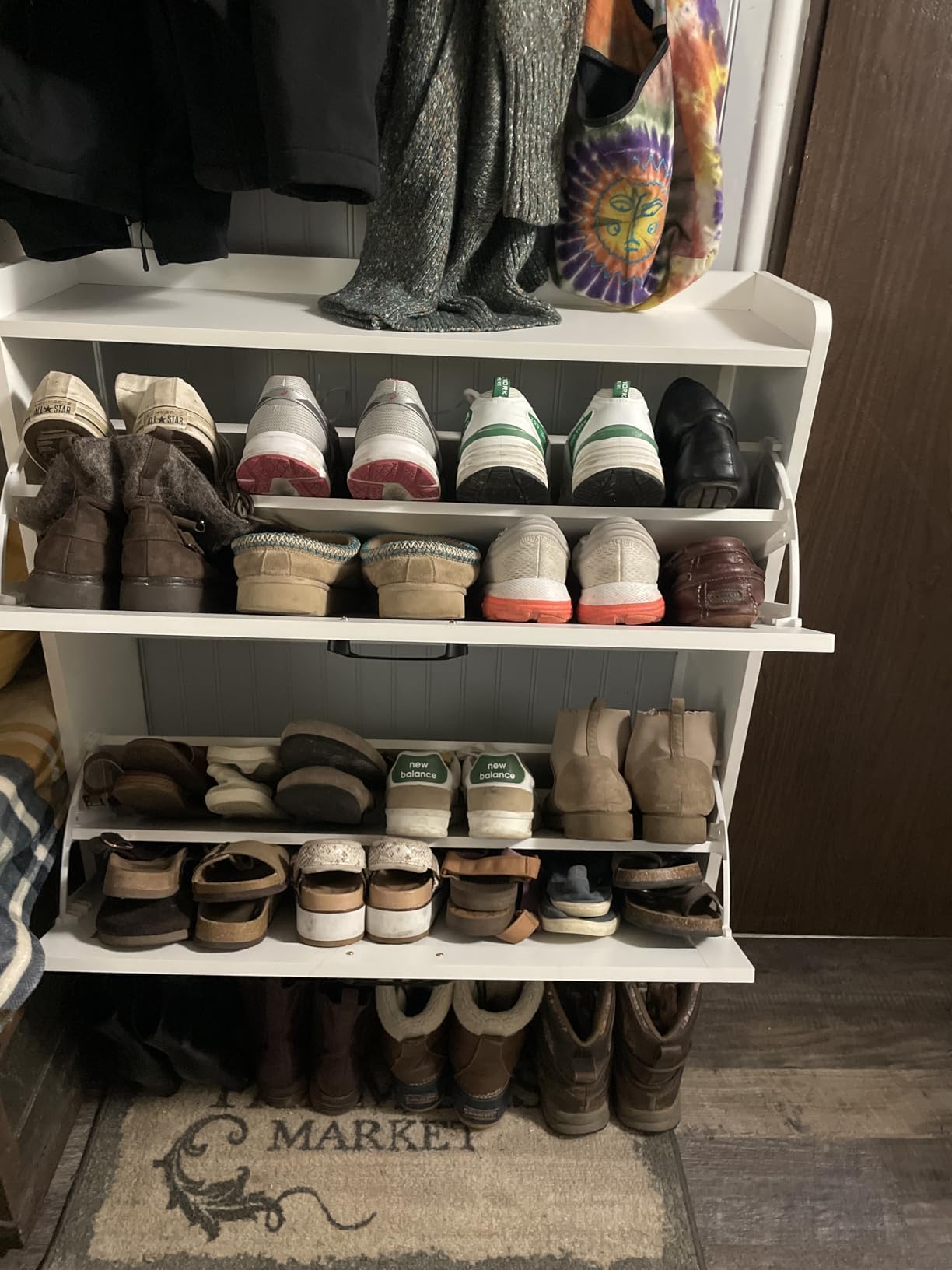 GRUSIGN Shoe Cabinet, Shoe Storage Cabinet with 2 Flip Drawers & Adjustable Shelf, Space-Saving Shoe Organizer - Holds 16+ Pairs, White customer photo 1