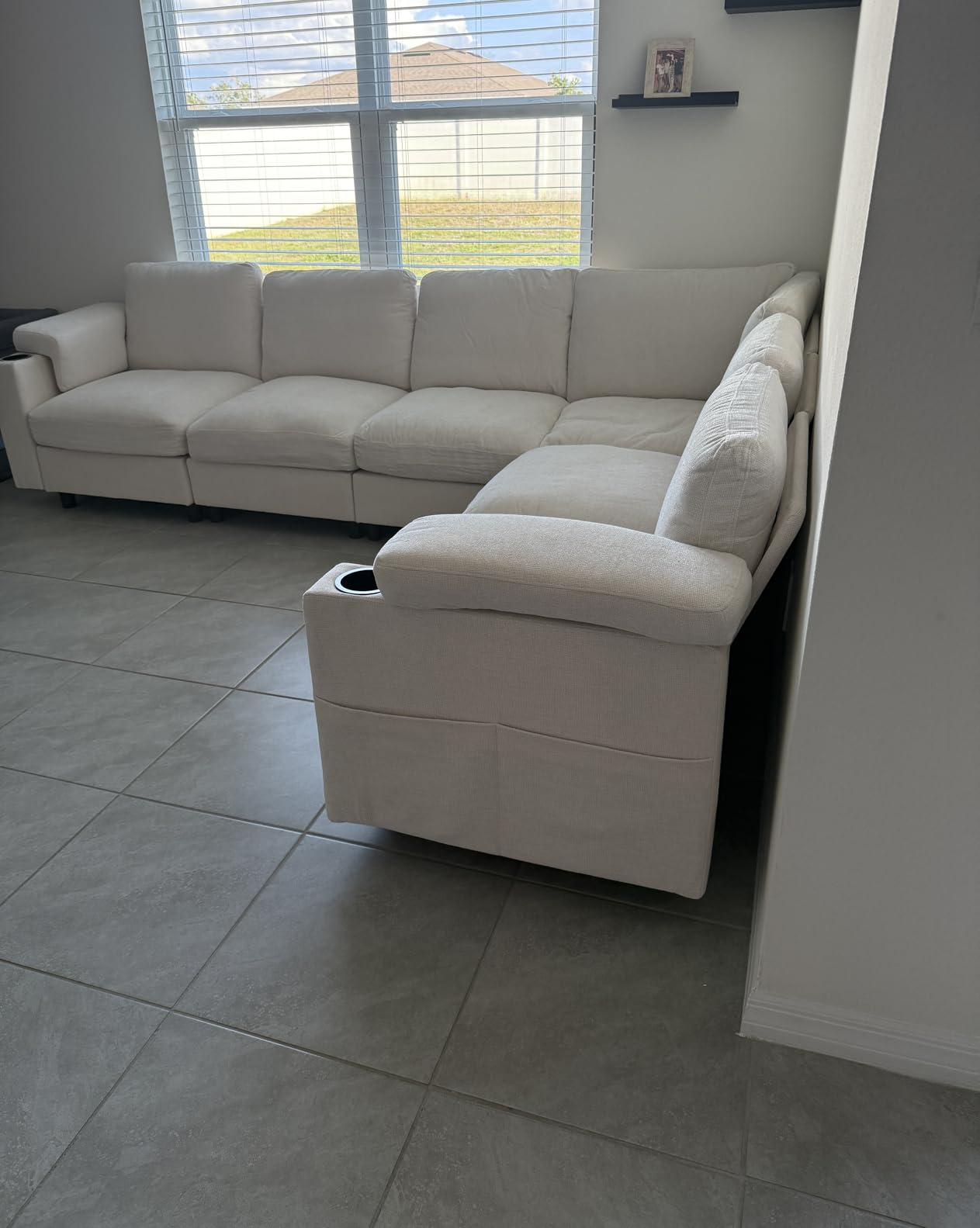 Sectional Couches for Living Room FSC Certified Velvet Modular Couch Oversized Cloud U Shaped Convertible Sleeper Sofa Chaise (Velvet Grey, Corner V Shape 6 Seat) customer photo 2