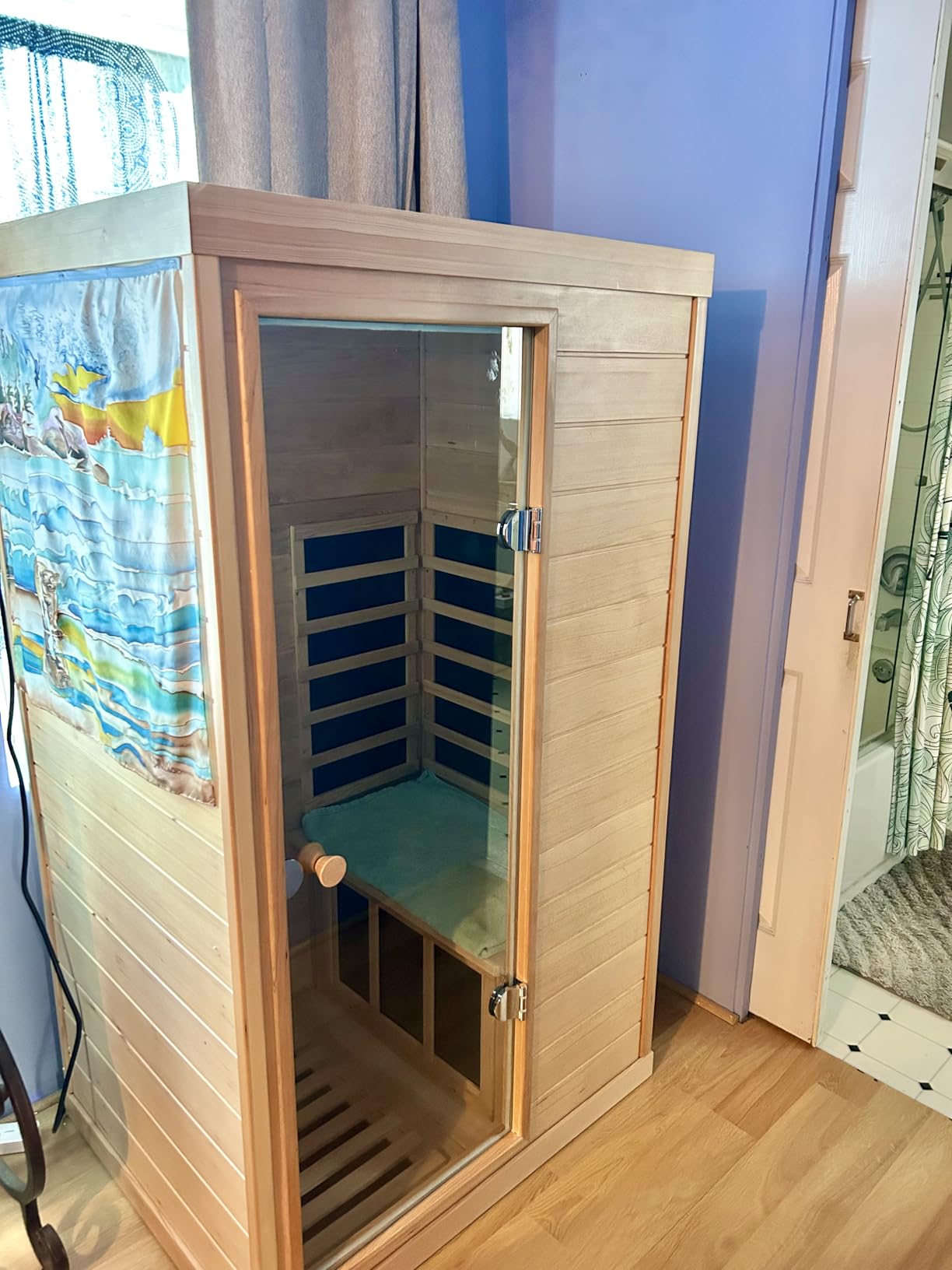 LTCCDSS Full Spectrum Outdoor Sauna 4 Person Plus, Far Infrared Sauna, Low EMF Sauna Room for Home, Chromotherapy, Bluetooth Speakers, Canadian Hemlock, 73.09 * 48.66 * 83.5 in customer photo 2