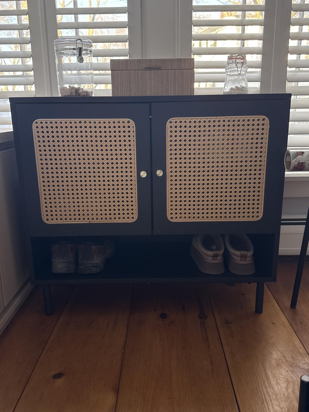 VASAGLE ELLAN Collection - Boho Shoe Storage Cabinet for Entryway Slim, Entry Shoe Cabinet with Rattan-Look Flip Drawers, Oak Beige customer photo 2